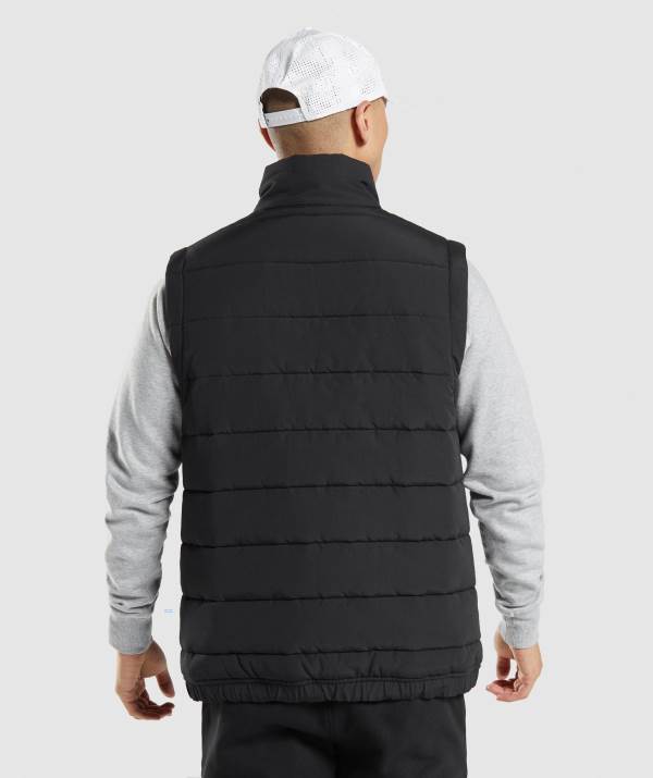 Panske Vesty Gymshark Crest Puffer Čierne | XJ5391640